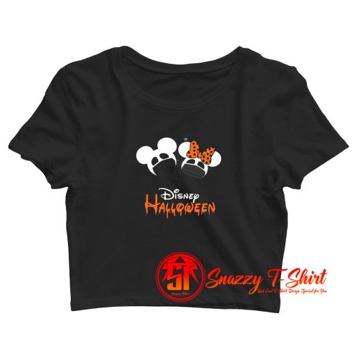 Disney Mickey and Minnie Halloween Quarantine Mask On Fun Together Holiday 007 Crop Top Shirt