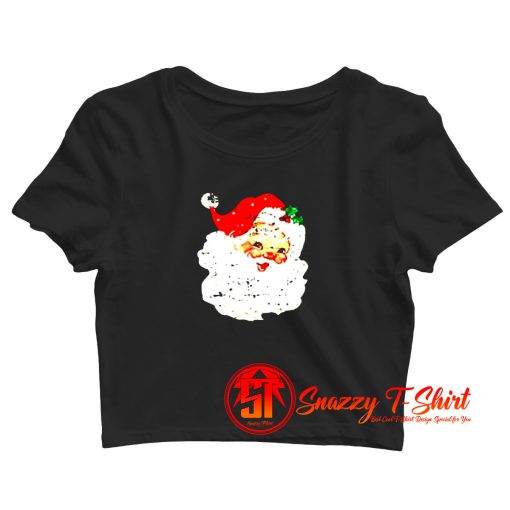 Distressed Vintage Santa Claus Crop Top Shirt