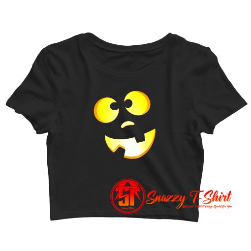 Dopey Halloween Pumpkin Jack O Lantern Face Crop Top Shirt