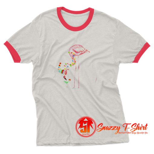 Drunk Flamingo Christmas Ringer Tee