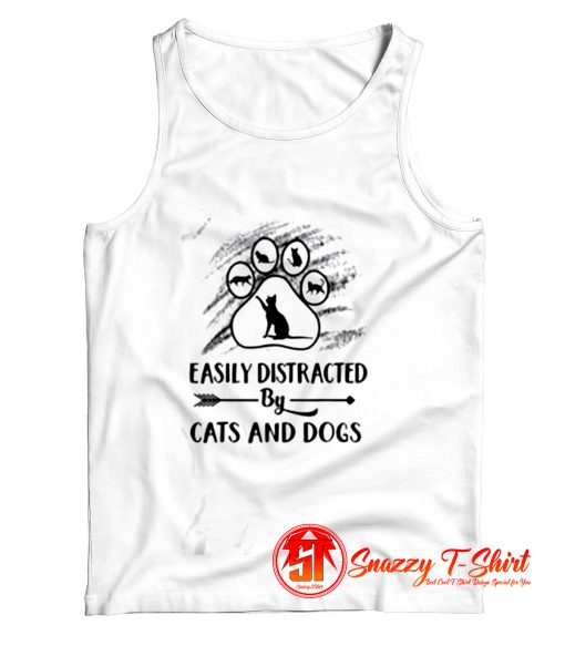 Easily Distracted By Cat And Dogs Tank Top