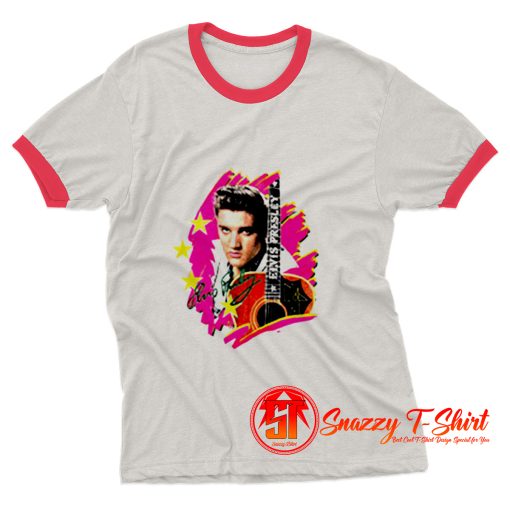 Elvis Presley The King Vintage With Guitar Ringer Tee