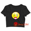 Emoticon Tongue Out Emoji with Winking Eye Smiley Crop Top Shirt