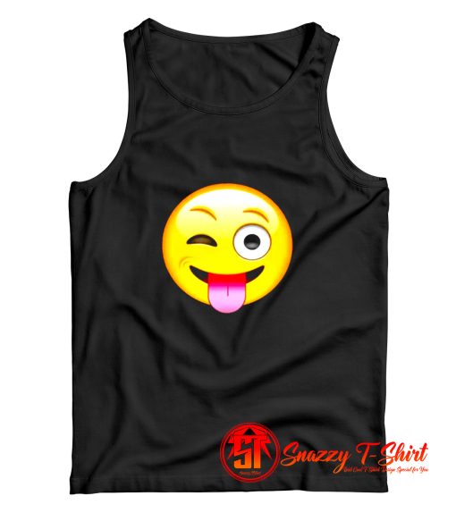 Emoticon Tongue Out Emoji with Winking Eye Smiley Tank Top