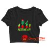 Festive AF Funny Christmas Cactus Fam with 4 Cacti Crop Top Shirt