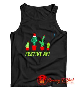 Festive AF Funny Christmas Cactus Fam with 4 Cacti Tank Top