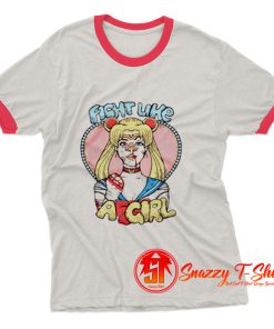 Fight Like A Girl Sailor Moon Ringer Tee