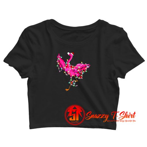 Flamingo Light Santa Crop Top Shirt