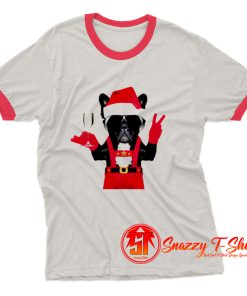 French Bulldog Santa Style Ringer Tee