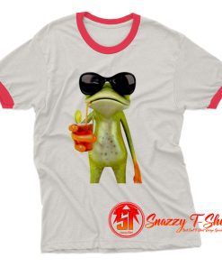 Frog Funny Cocktail Hipster Funny Ringer Tee