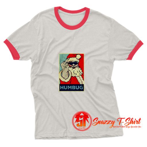 Funny Bah Humbug Santa Claus Father Christmas Ringer Tee