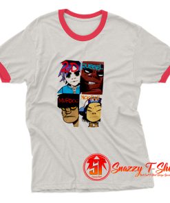 Funny Cartoon Gorillaz Members Ringer Tee