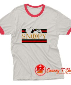 Funny Disney Snoopy Sleeping x Gucci Ringer Tee