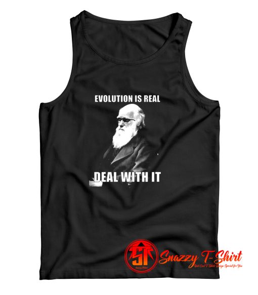 Funny Hipster Charles Darwin Evolution is Real Meme Tank Top