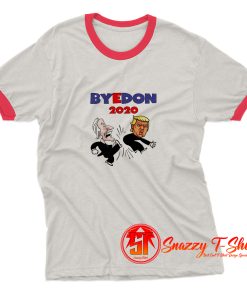 Funny Joe Biden Kick Donald Trump 2020 Cartoon Ringer Tee