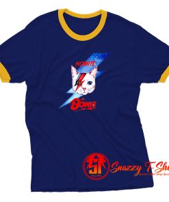 Funny Meowie Cat David Bowie Parody Ringer Tee