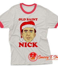 Funny Old Saint Nick Santa Christmas Ringer Tee