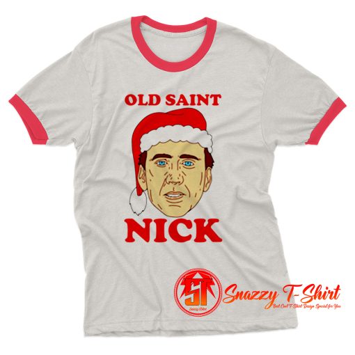 Funny Old Saint Nick Santa Christmas Ringer Tee