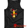 Funny Reindeer Drinking Wine Christmas Cartoon Tank Top