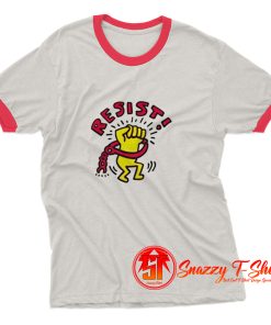 Funny Resist 80s Keith Haring Ringer Tee