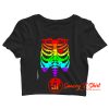 Funny Spook Skeleton Rib Cage Torso Crop Top Shirt