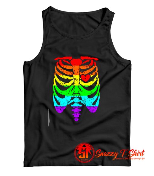 Funny Spook Skeleton Rib Cage Torso Tank Top