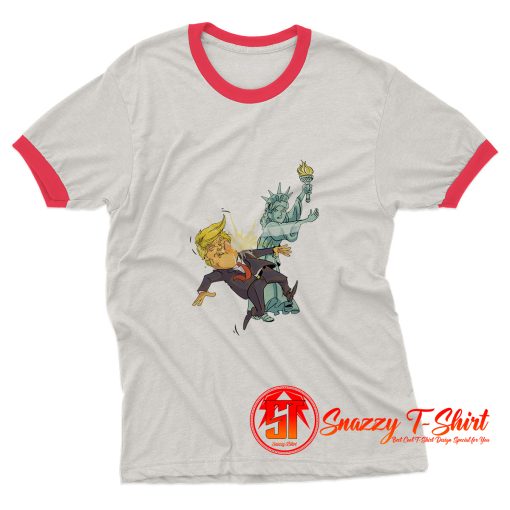 Funny Statue of Liberty Slaps Trump Ringer Tee