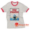 Funny Stay Positive Shark Attack Retro Comedy Ringer Tee