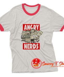 Funny The Simpsons Angry Nerds Red Ringer Tee