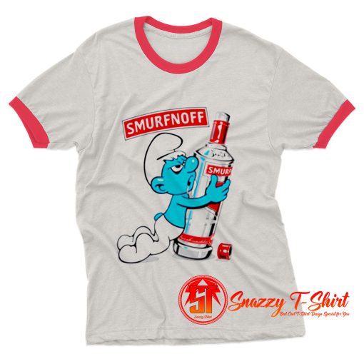 Funny The Smurfs parody Smurfnoff Ringer Tee