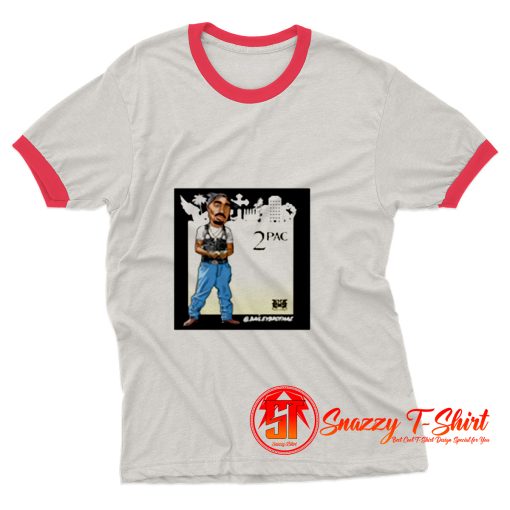 Funny Tupac Shakur Caricature Ringer Tee