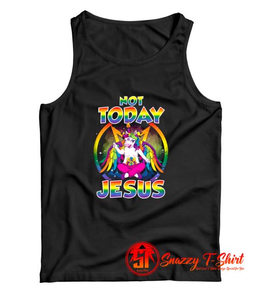 Funny Unicorn Not Today Jesus Satan Tank Top