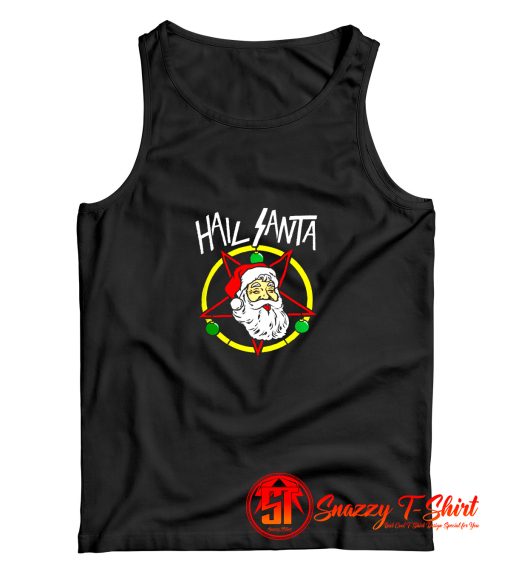 Hail Metal Santa Rock Pentagram Devil Funny Tank Top