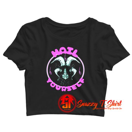 Hail Yourself Cute Pink and Blue Goat Baphomet Crop Top Shirt