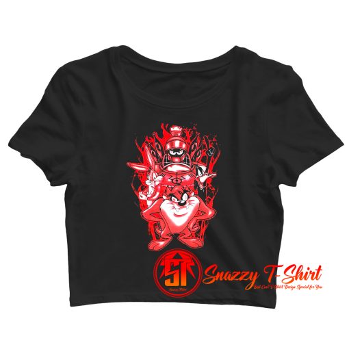 Halloween Looney Tunes Red Flame Crop Top Shirt