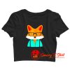 Hipster Fox Crop Top Shirt