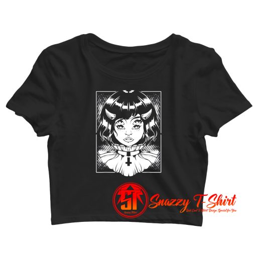 Horned Devil Girl Satanic Crop Top Shirt