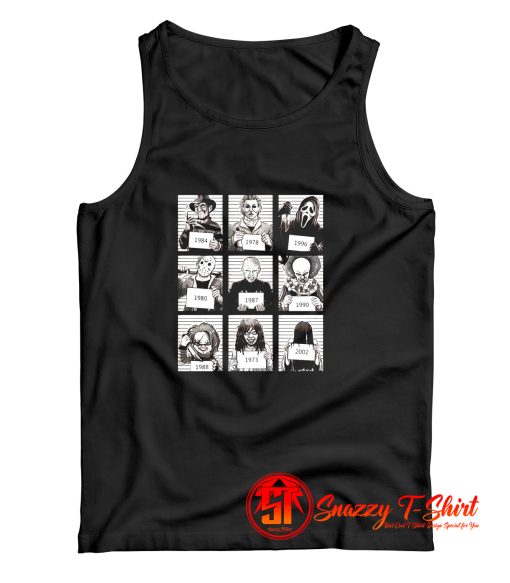 Horror Movies Killers Mugshot Year Of Appearance Tank Top