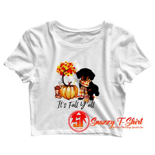 Its Fall Yall Dachshund Dog Halloween Crop Top Shirt