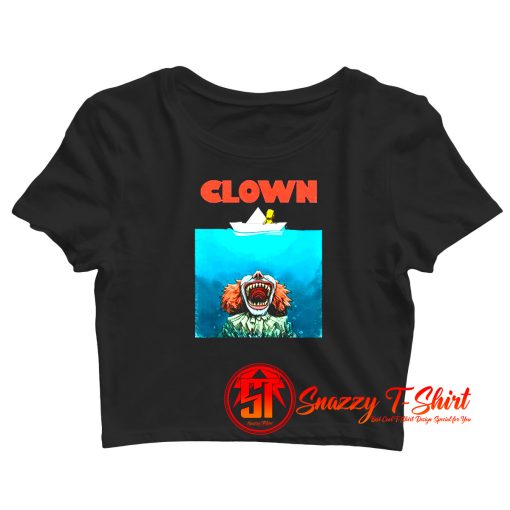 Jaws Poster Parody Stephen King Pennywise Clown Crop Top Shirt