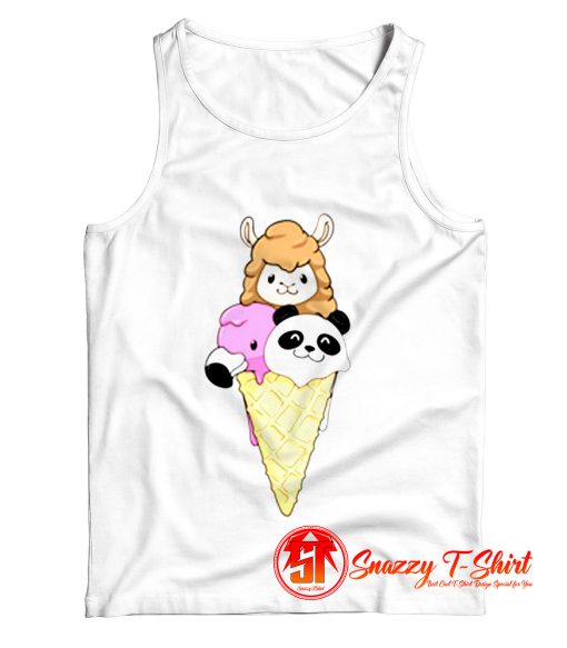 Kids Funny Ice Cream Shirt Flamingo Panda Llama icecream Tank Top