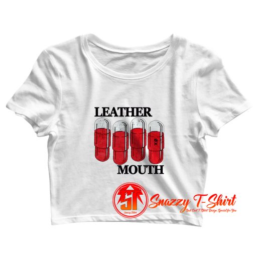 Leather Mouth Crop Top Shirt