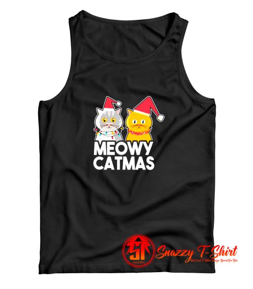 Meowy Catmas Funny Christmas Cat Tank Top