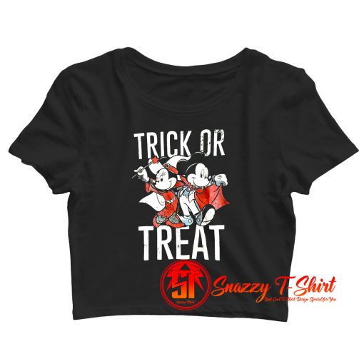 Mickey And Minnie Trick or Treat Halloween Crop Top Shirt