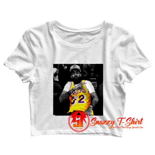 Nipsey Hussle Wearing Magic Johnson LA Lakers Jersey Crop Top Shirt