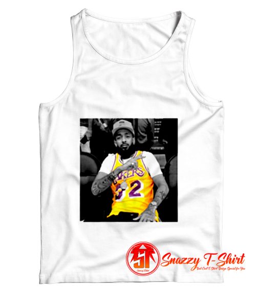 Nipsey Hussle Wearing Magic Johnson LA Lakers Jersey Tank Top