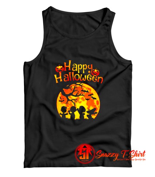 Peanut Snoopy And Charlie Brown Happy Halloween Pumpkin Moon Tank Top