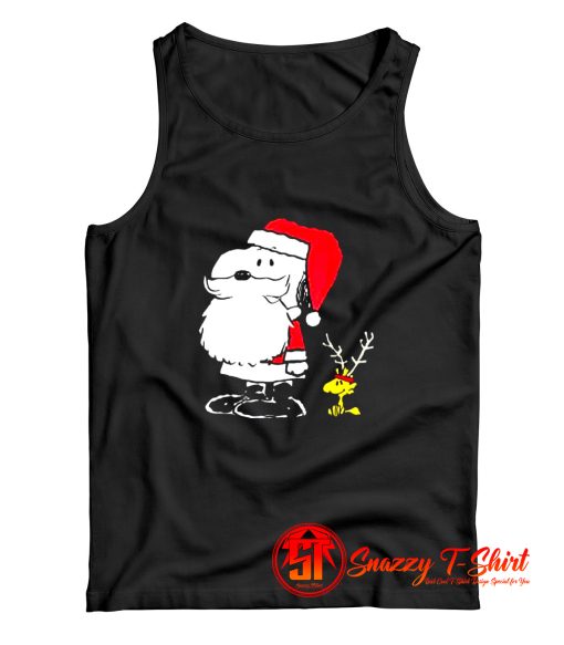 Peanuts Snoopy Woodstock Antlers Santa Tank Top