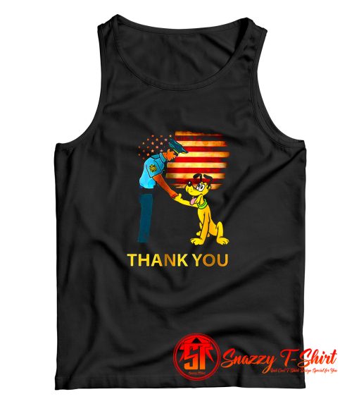 Pluto Cartoon Dog Thank You USA Police Tank Top