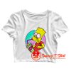 Psychedelic Bart Simpson Trippy Cartoon Funny Vector Art Crop Top Shirt